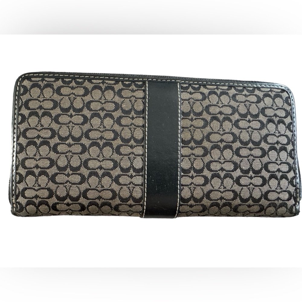 COACH Mini Monogram Long Wallet BLACK EUC